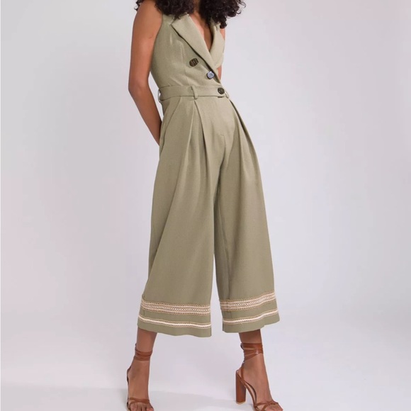 PatBO khaki green cropped jumpsuit, NWT - Picture 3 of 9